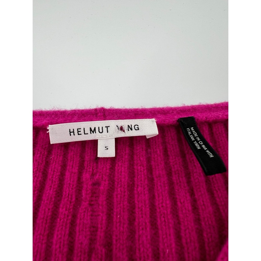 Helmut Lang Pink Lambswool Distressed Ribbed V-Neck Sweater Thumbholes Indie S - Picture 7 of 8